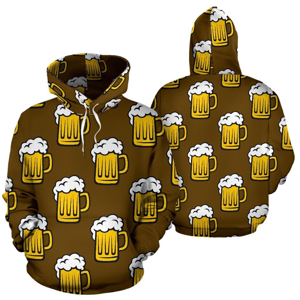 Beer Print Pattern Women Men Pullover Hoodie-grizzshop