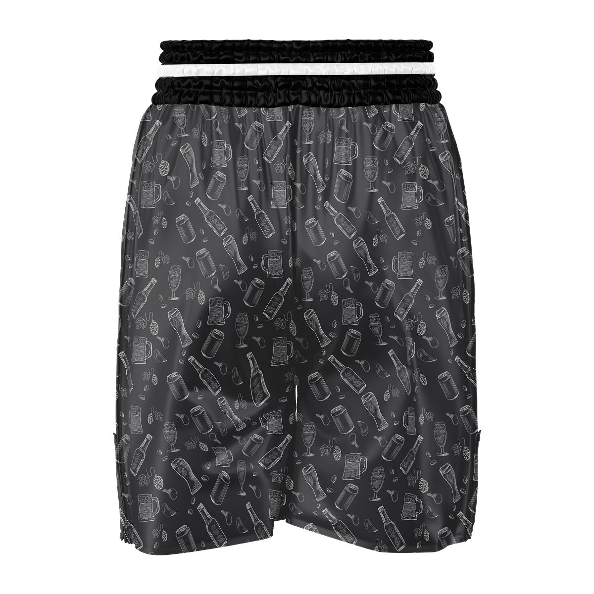 Beer White And Black Print Pattern Boxing Shorts-grizzshop