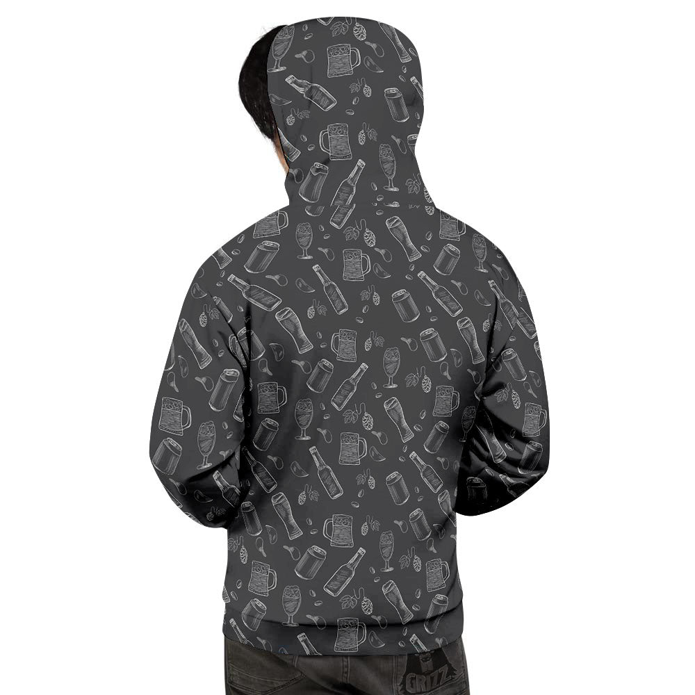 Beer White And Black Print Pattern Men's Hoodie-grizzshop
