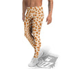 Beige Almond Print Pattern Men's Leggings-grizzshop