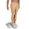 Beige Almond Print Pattern Men's Leggings-grizzshop