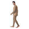 Beige Almond Print Pattern Men's Pajamas-grizzshop