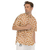 Beige Almond Print Pattern Men's Short Sleeve Shirts-grizzshop