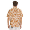 Beige Almond Print Pattern Men's Short Sleeve Shirts-grizzshop