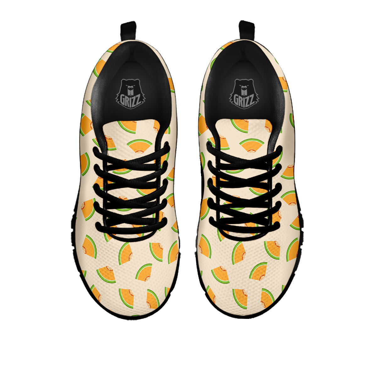 Beige And Melon Print Pattern Black Sneaker-grizzshop