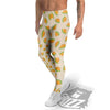 Beige And Melon Print Pattern Men's Leggings-grizzshop