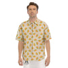 Beige And Melon Print Pattern Men's Short Sleeve Shirts-grizzshop