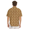 Beige Brown Bakery Print Pattern Men's Short Sleeve Shirts-grizzshop