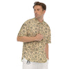 Beige Drawing Garlic Print Pattern Men's Short Sleeve Shirts-grizzshop