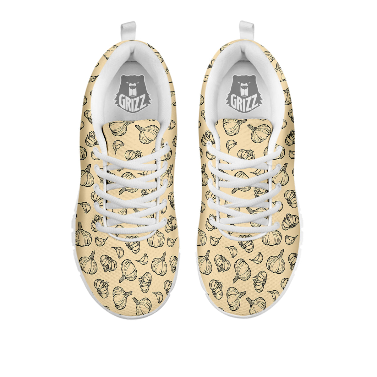 Beige Drawing Garlic Print Pattern White Sneaker-grizzshop