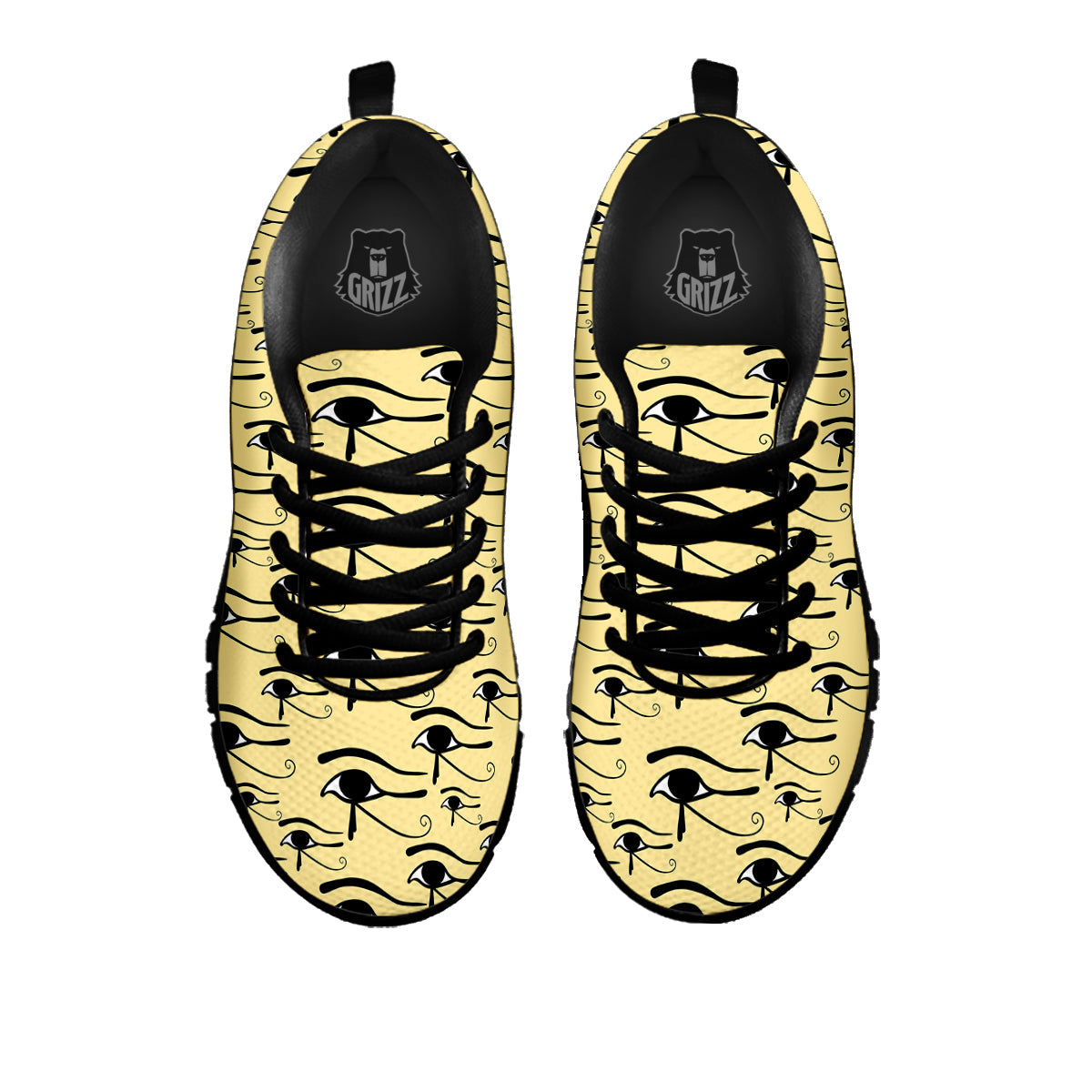Beige Eye of Horus Print Pattern Black Sneaker-grizzshop