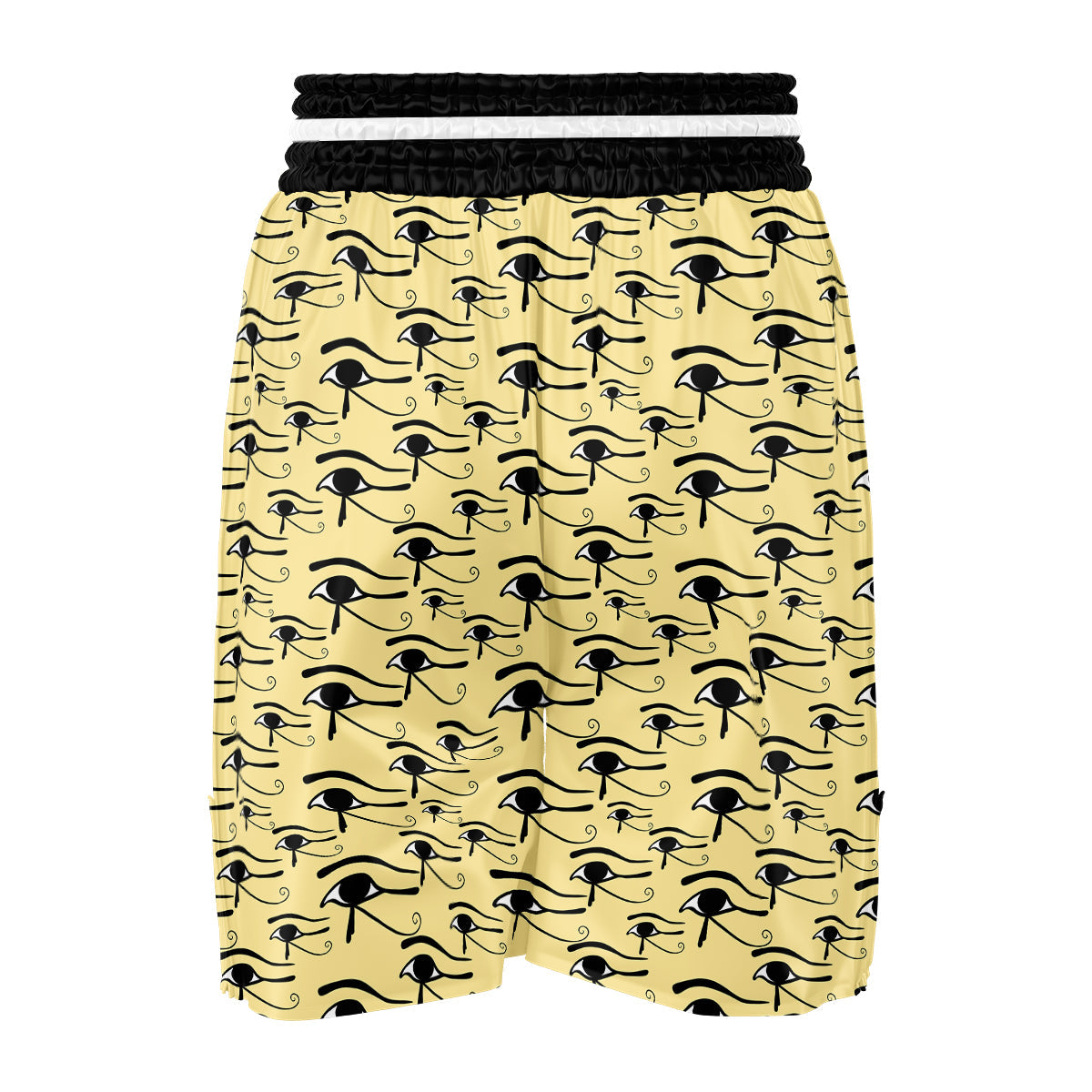 Beige Eye of Horus Print Pattern Boxing Shorts-grizzshop