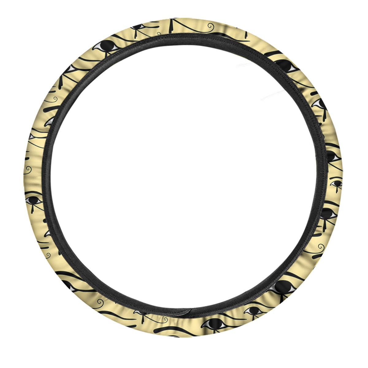 Beige Eye of Horus Print Pattern Car Steering Wheel Cover-grizzshop