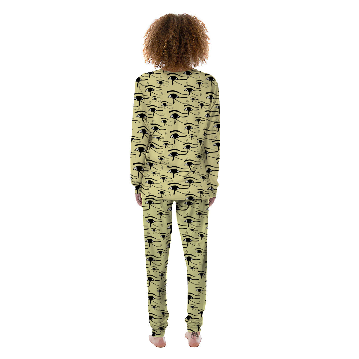 Beige Eye of Horus Print Pattern Women's Pajamas-grizzshop