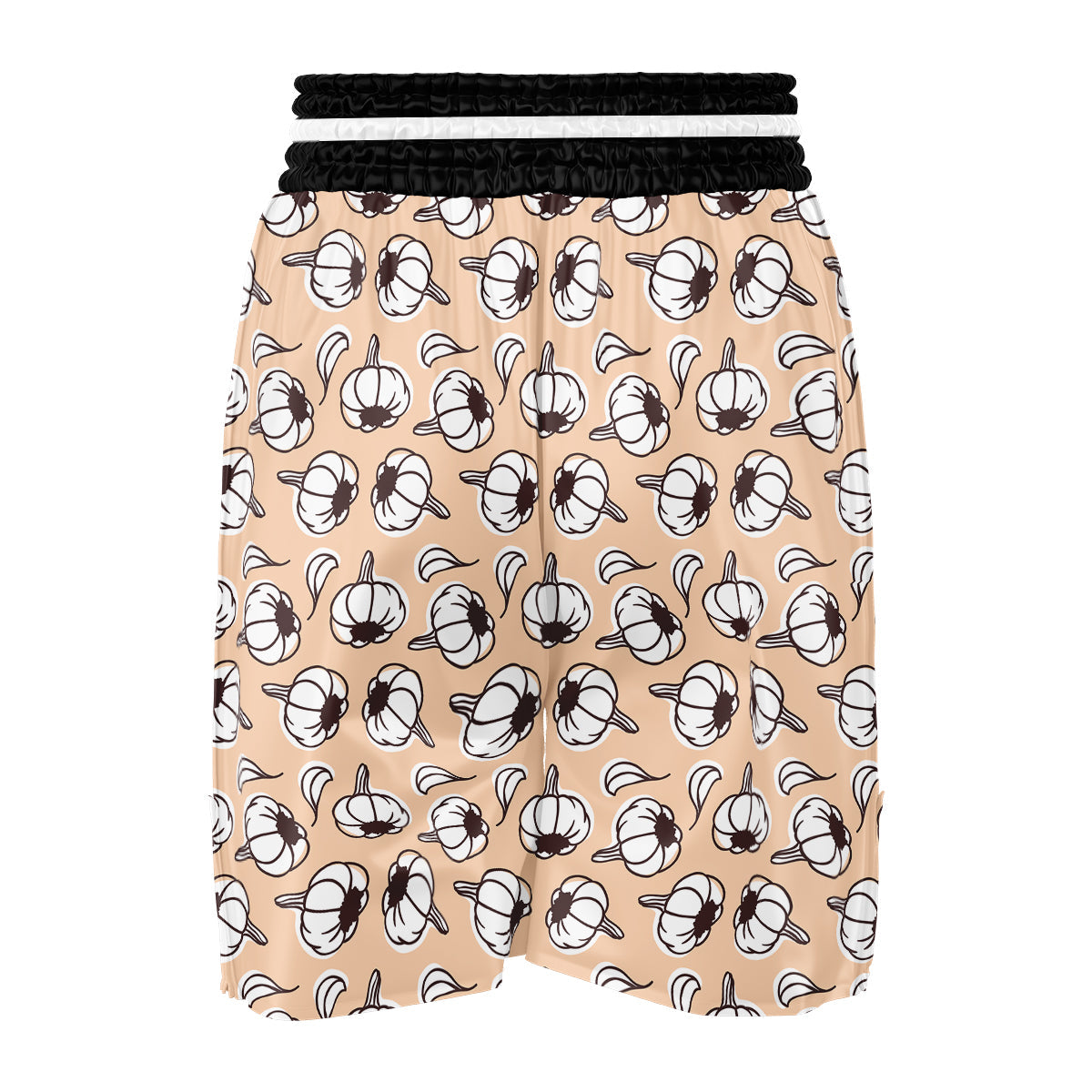 Beige Garlic Print Pattern Boxing Shorts-grizzshop