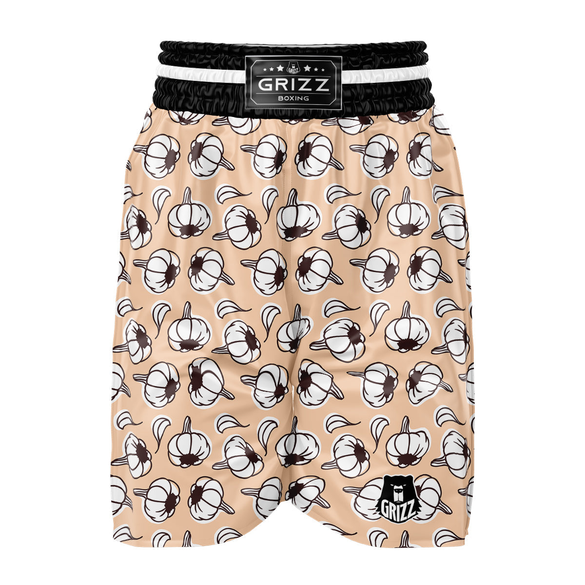 Beige Garlic Print Pattern Boxing Shorts-grizzshop