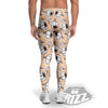 Beige Garlic Print Pattern Men's Leggings-grizzshop