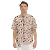 Beige Garlic Print Pattern Men's Short Sleeve Shirts-grizzshop