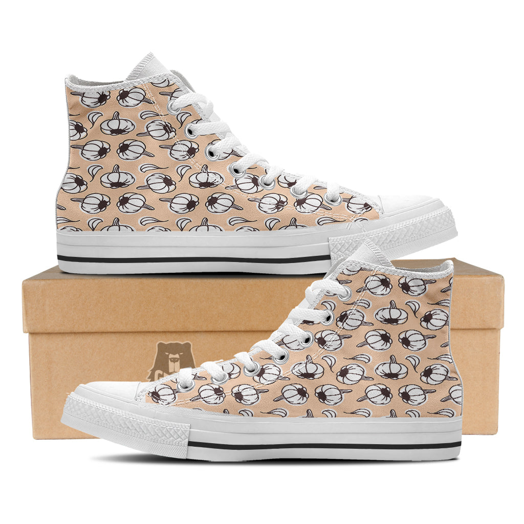 Beige Garlic Print Pattern White High Top Shoes-grizzshop