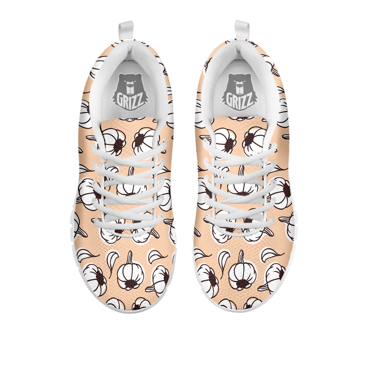 Beige Garlic Print Pattern White Sneaker-grizzshop