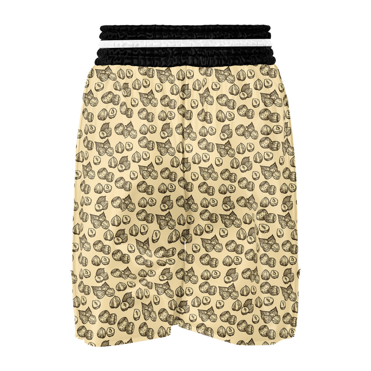 Beige Hazelnuts Print Pattern Boxing Shorts-grizzshop