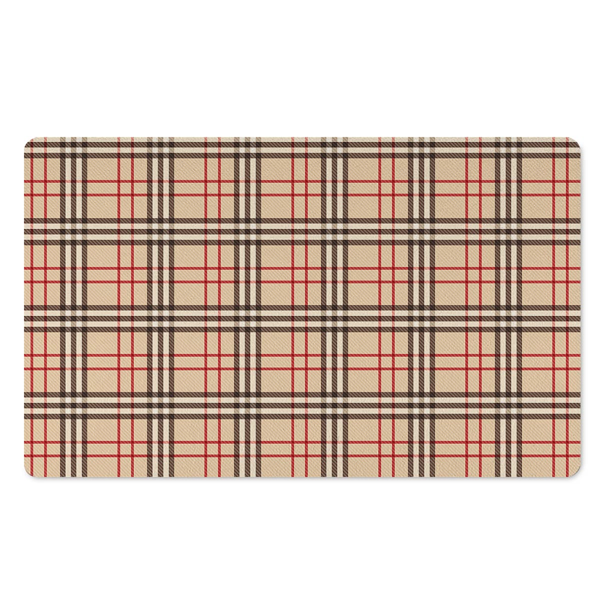 Beige Plaid Tartan Door Mat-grizzshop