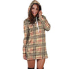 Beige Plaid Tartan Hoodie Dress-grizzshop