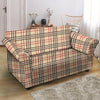 Beige Plaid Tartan Loveseat Cover-grizzshop