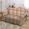 Beige Plaid Tartan Loveseat Cover-grizzshop