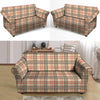 Beige Plaid Tartan Loveseat Cover-grizzshop