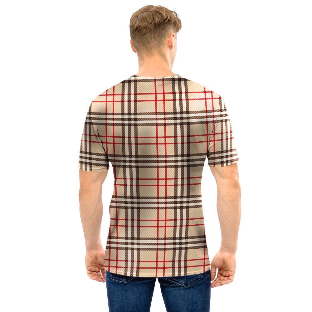 Beige Plaid Tartan Men T Shirt-grizzshop