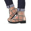 Beige Plaid Tartan Men's Boots-grizzshop