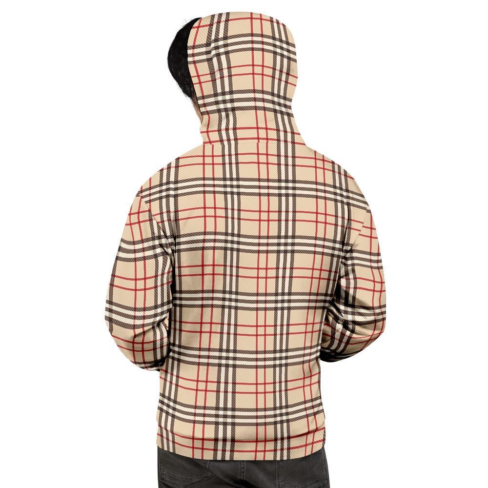 Beige Plaid Tartan Men's Hoodie-grizzshop