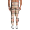 Beige Plaid Tartan Men's Leggings-grizzshop