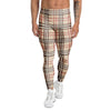 Beige Plaid Tartan Men's Leggings-grizzshop