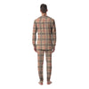 Beige Plaid Tartan Men's Pajamas-grizzshop