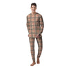 Beige Plaid Tartan Men's Pajamas-grizzshop