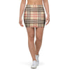 Beige Plaid Tartan Mini Skirt-grizzshop