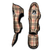 Beige Plaid Tartan Muay Thai Shin Guard-grizzshop