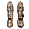 Beige Plaid Tartan Muay Thai Shin Guard-grizzshop