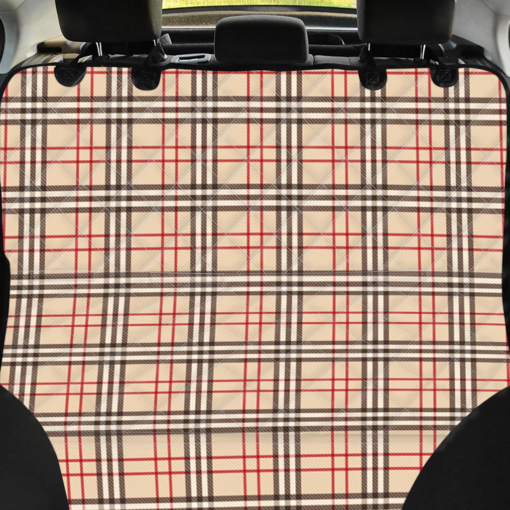 Beige Plaid Tartan Pet Car Seat Cover-grizzshop