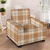 Beige Plaid Tartan Print Armchair Cover-grizzshop