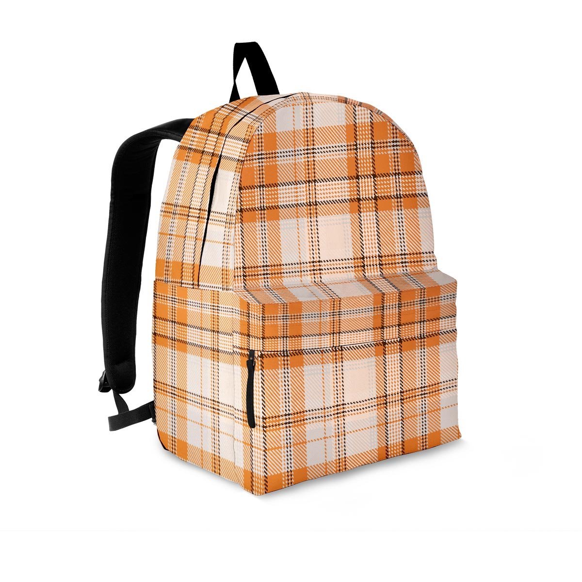 Beige Plaid Tartan Print Backpack-grizzshop