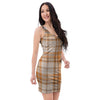 Beige Plaid Tartan Print Bodycon Dress-grizzshop