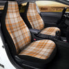 Beige Plaid Tartan Print Car Seat Covers-grizzshop