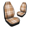 Beige Plaid Tartan Print Car Seat Covers-grizzshop