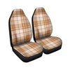 Beige Plaid Tartan Print Car Seat Covers-grizzshop