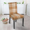 Beige Plaid Tartan Print Chair Cover-grizzshop