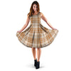 Beige Plaid Tartan Print Dress-grizzshop