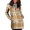 Beige Plaid Tartan Print Hoodie Dress-grizzshop